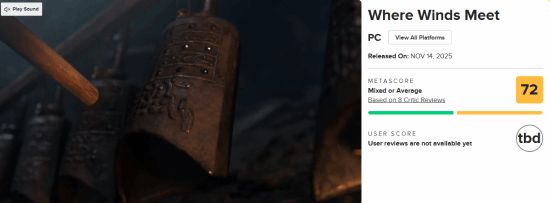 网易《燕云》M站72分:有望成为开放世界RPG的标杆